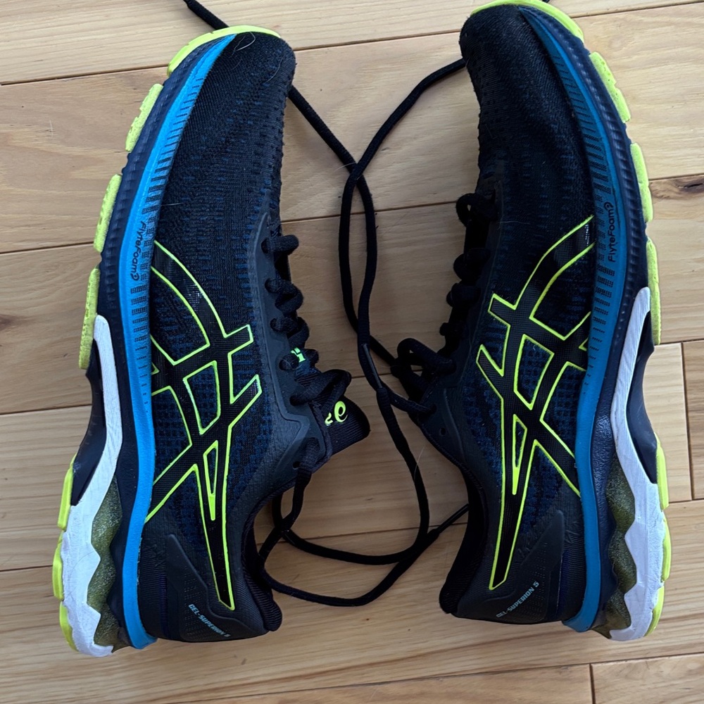 Asics Black and Neon Yellow Athletic Shoes - Picture 5 of 8